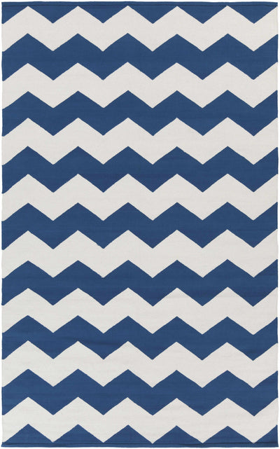 Dark Blue Hand Woven 100% Cotton Modern Rectangle Handmade rug, Indoor use only, no fringe, non-washable.