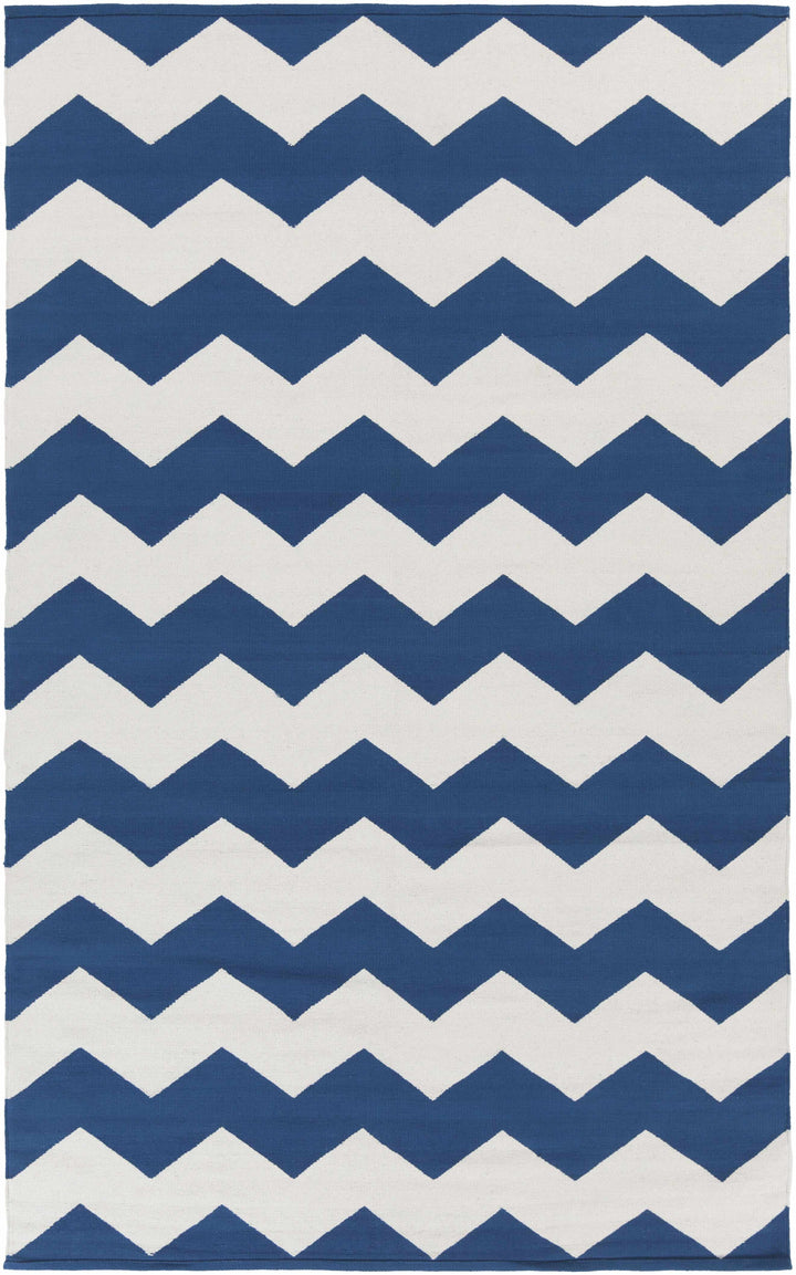 Dark Blue Hand Woven 100% Cotton Modern Rectangle Handmade rug, Indoor use only, no fringe, non-washable.