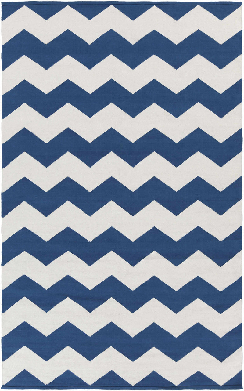 Dark Blue Hand Woven 100% Cotton Modern Rectangle Handmade rug, Indoor use only, no fringe, non-washable.