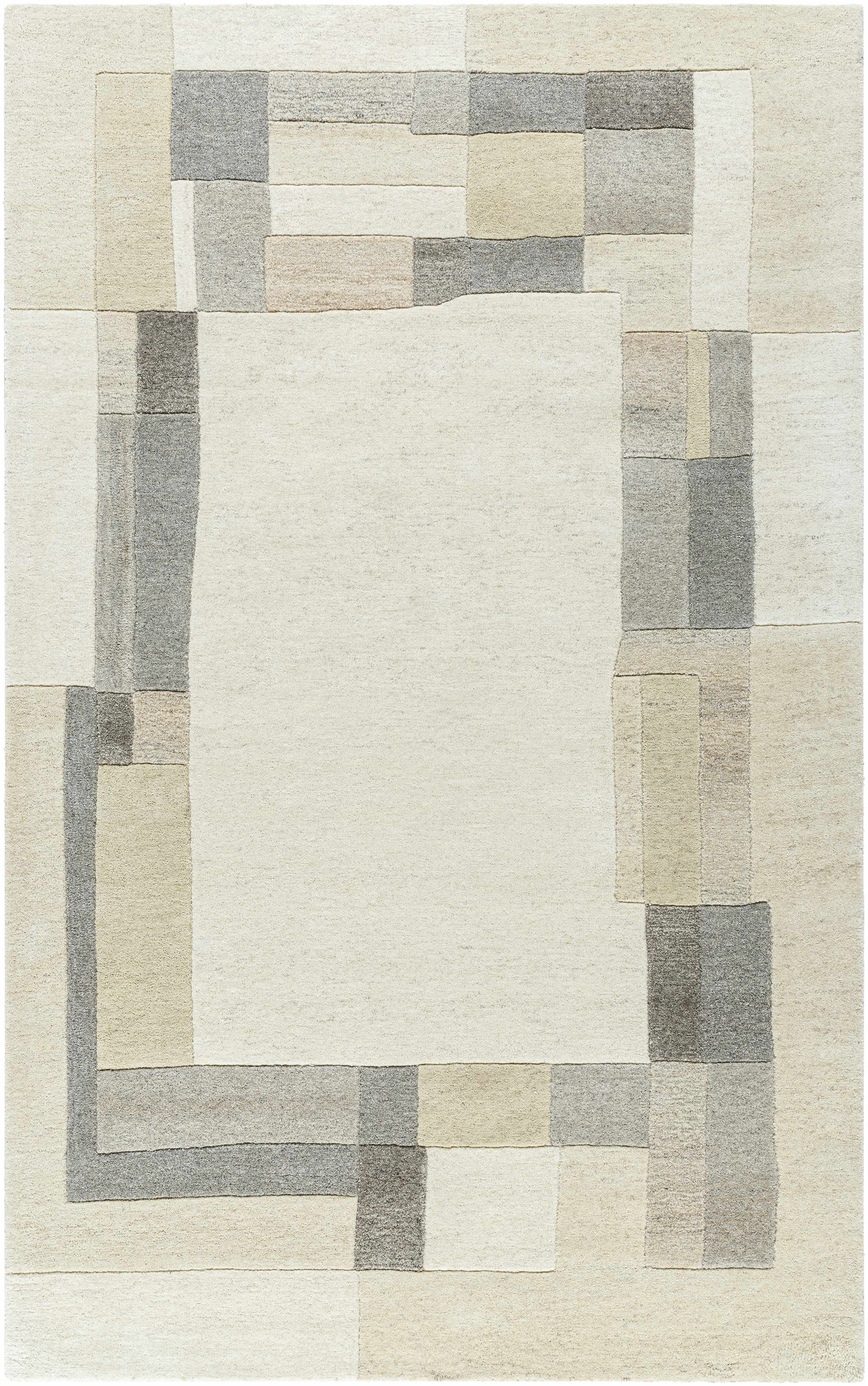 Ivory Hand Tufted 100% Wool Modern Rectangle Handmade rug, Indoor use only, no fringe, non-washable. runner also available