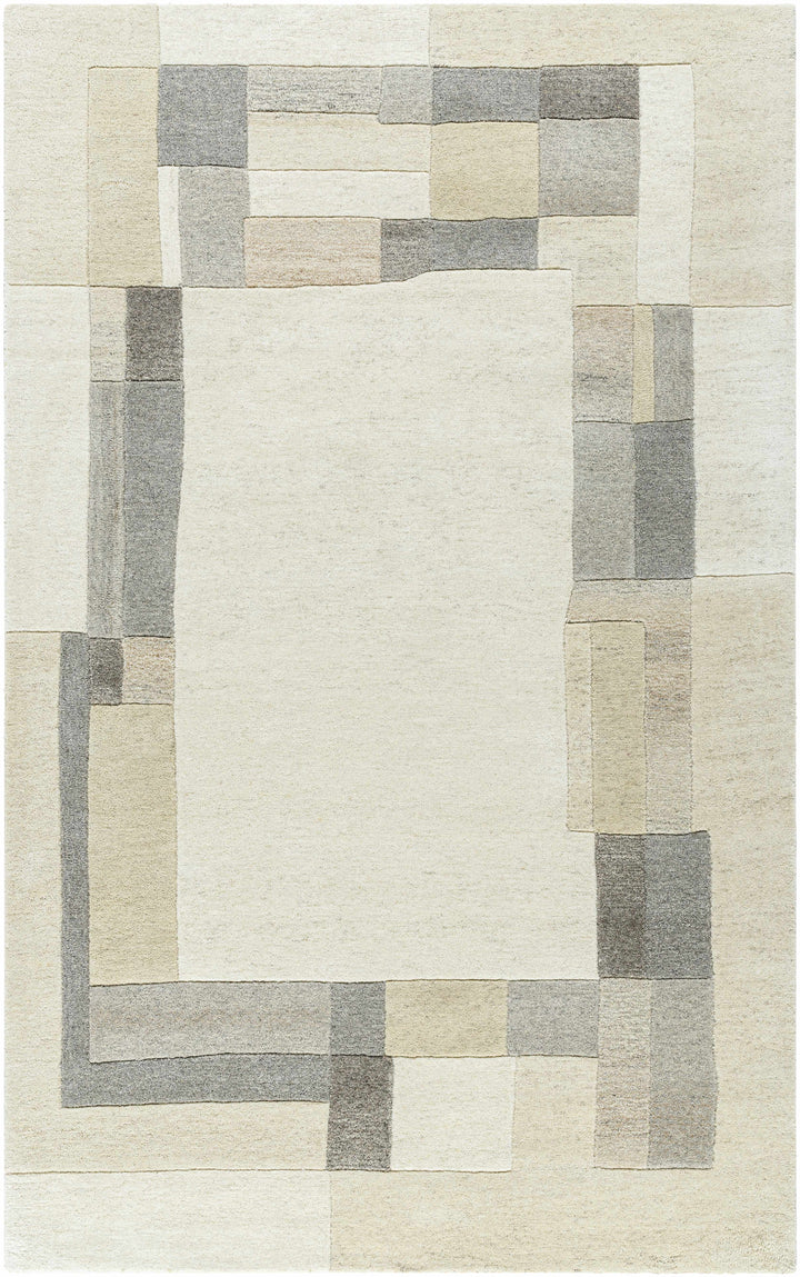 Ivory Hand Tufted 100% Wool Modern Rectangle Handmade rug, Indoor use only, no fringe, non-washable. runner also available