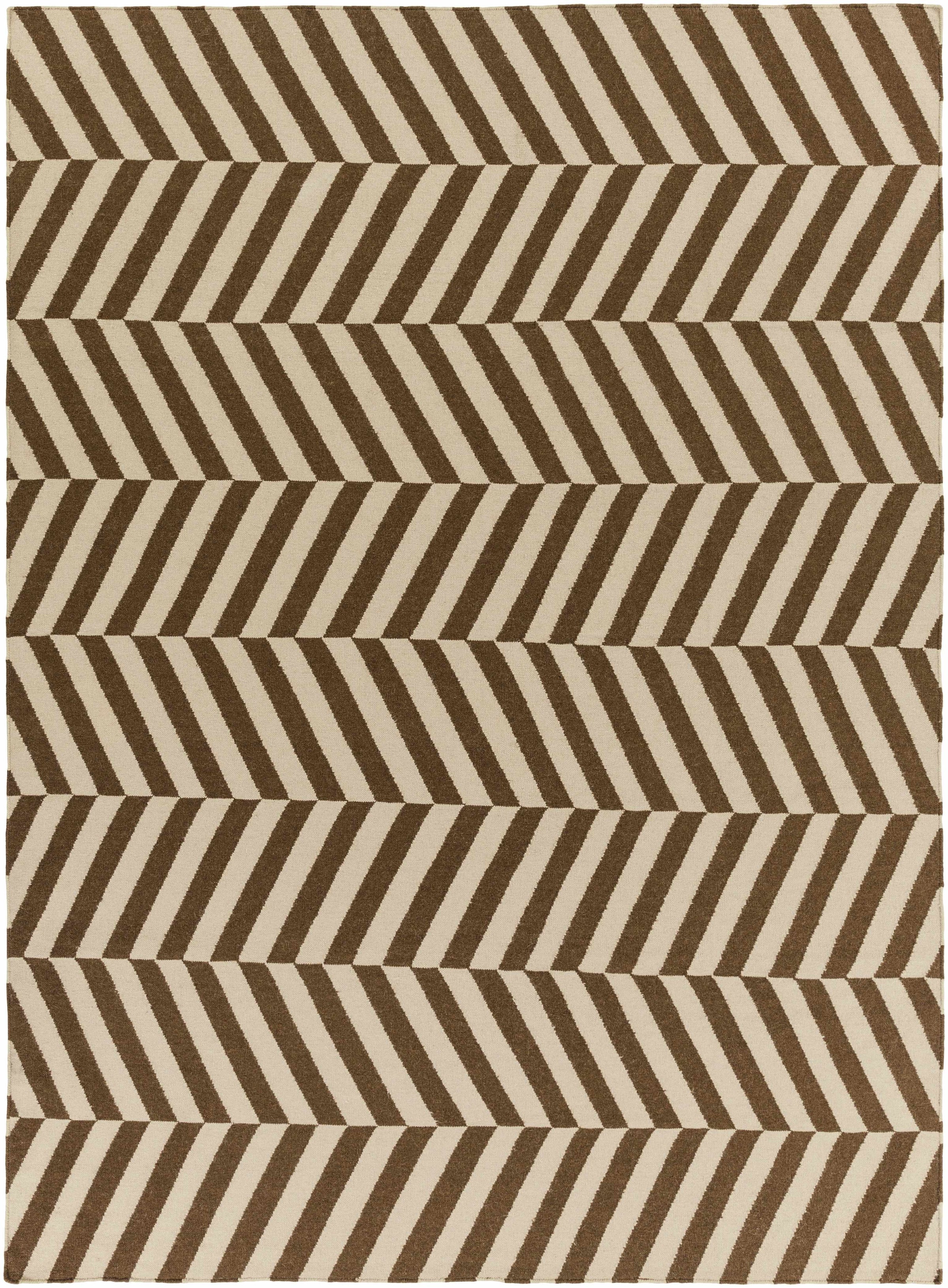 Brown Hand Woven 100% Wool Modern Rectangle Handmade rug, Indoor use only, no fringe, non-washable.