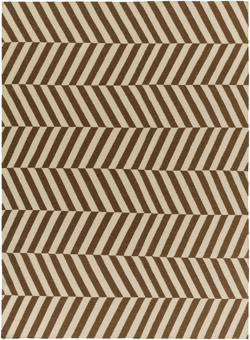 Brown Hand Woven 100% Wool Modern Rectangle Handmade rug, Indoor use only, no fringe, non-washable.