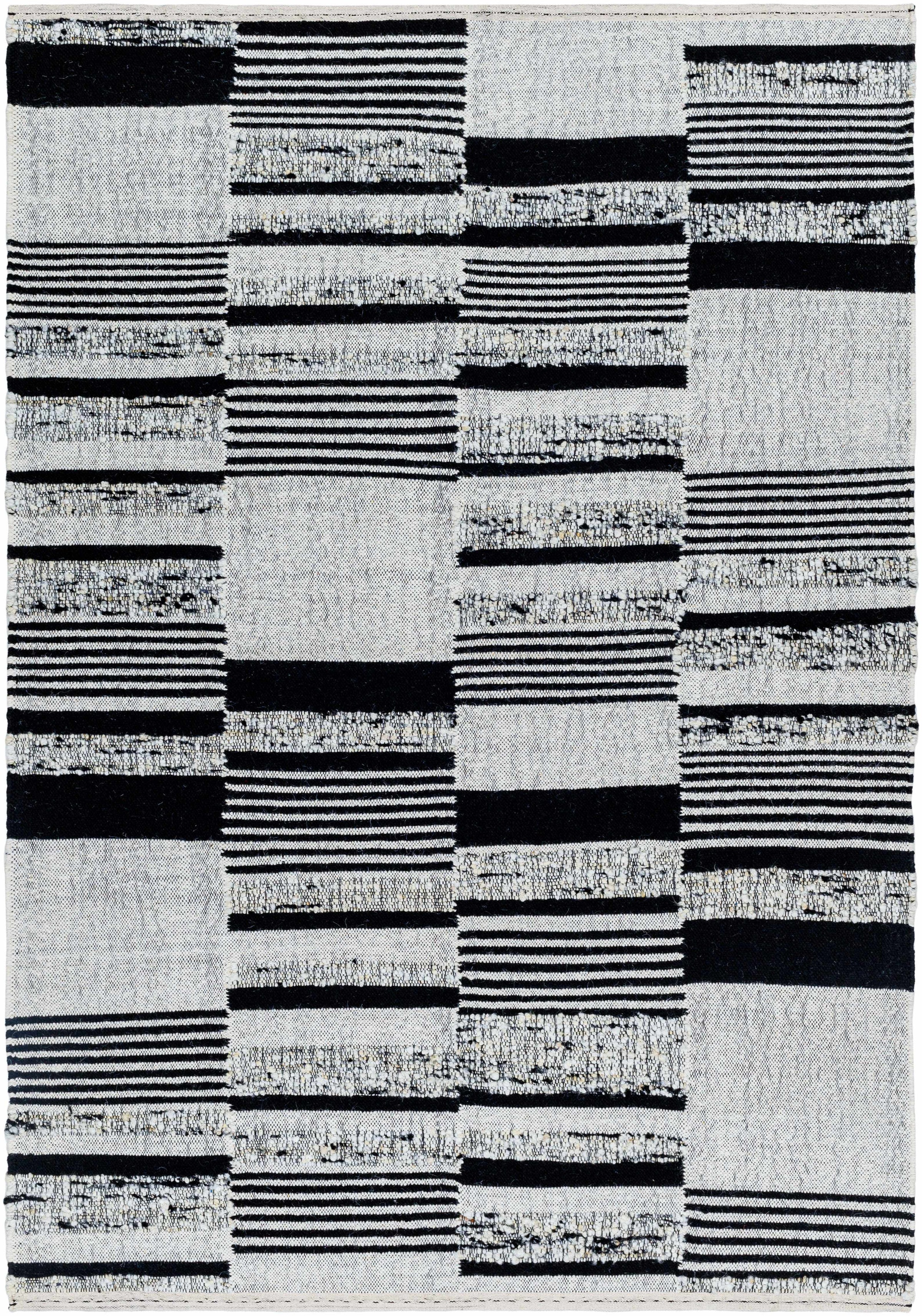 Ivory Hand Woven 80% Wool, 20% Cotton Modern Rectangle Handmade rug, Indoor use only, no fringe, non-washable.