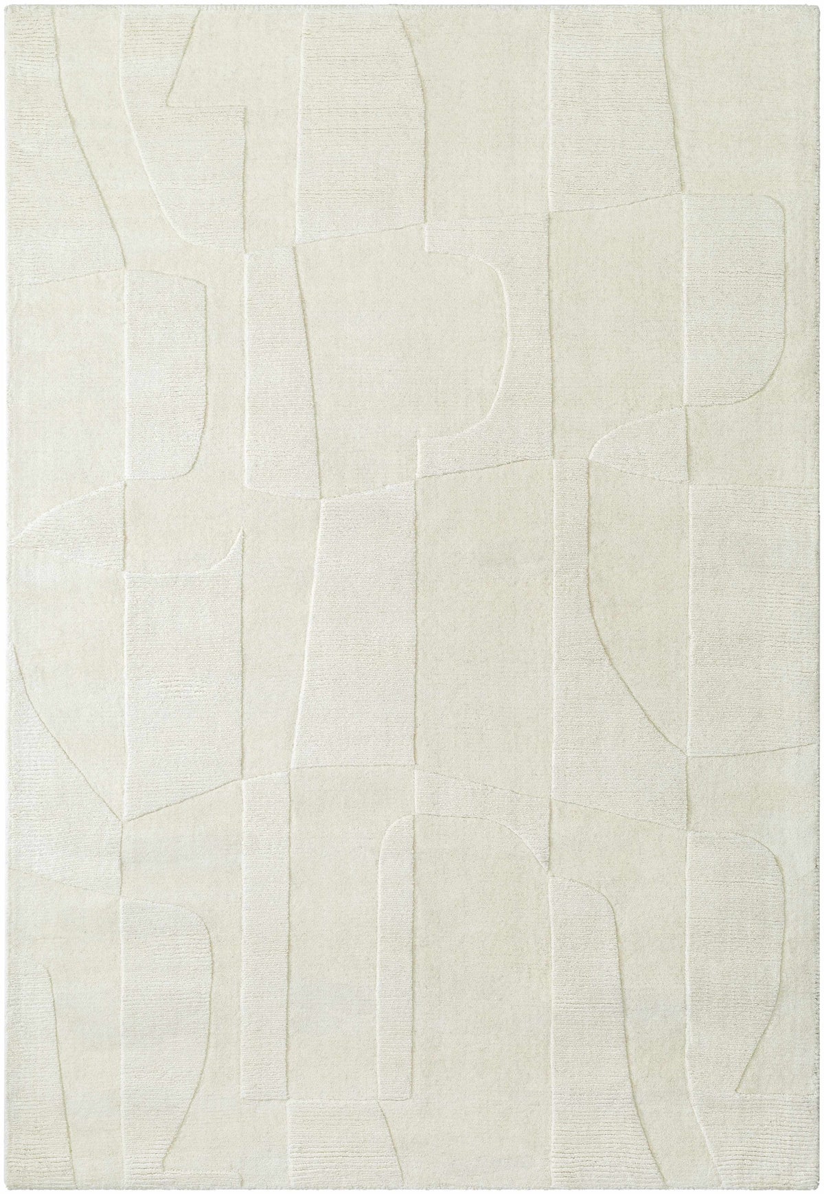 Ivory Hand Loomed 100% Wool Modern Rectangle Handmade rug, Indoor use only, no fringe, non-washable.
