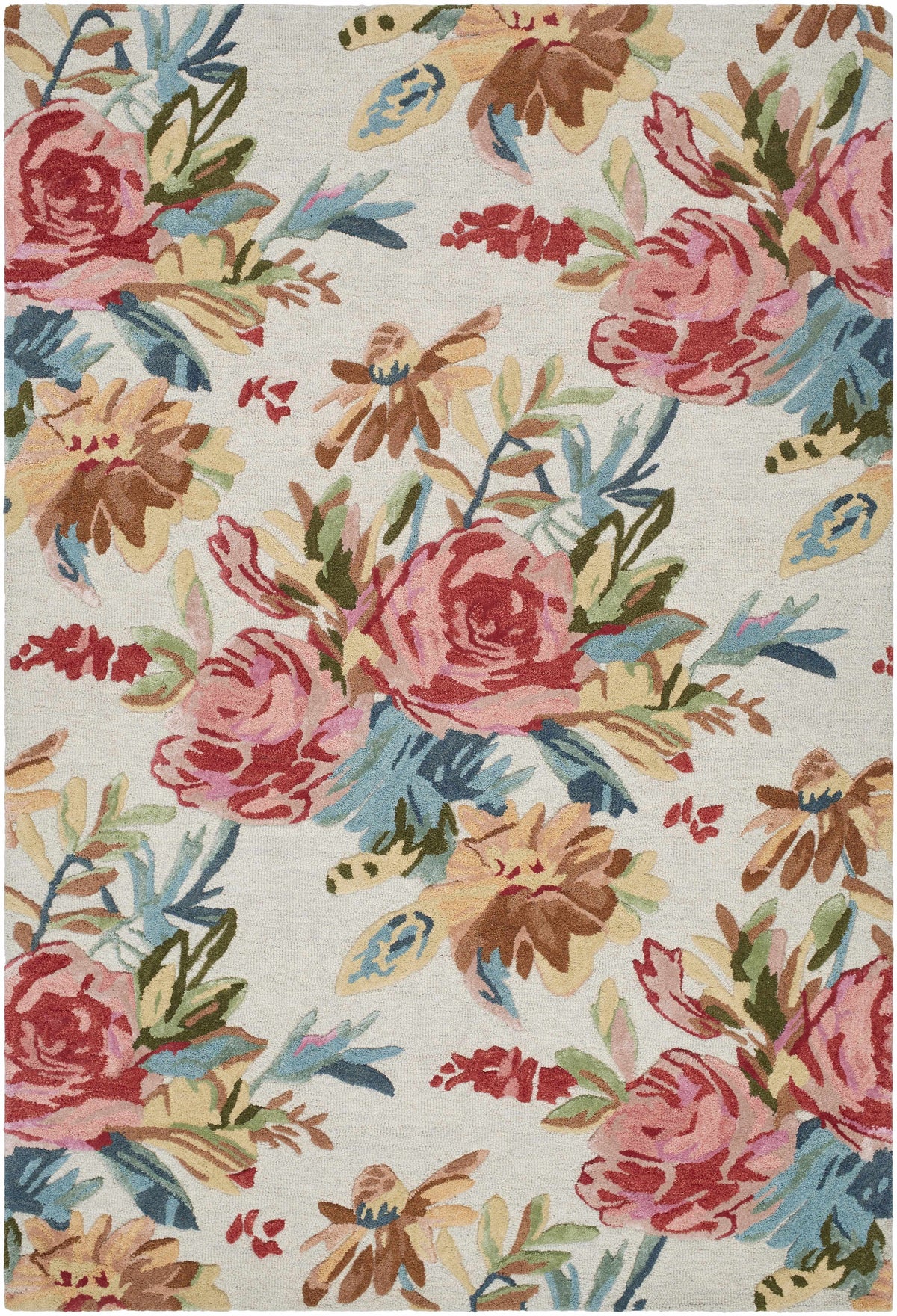 Cream Hand Tufted 60% Wool, 40% Viscose Cottage Rectangle Handmade rug, Indoor use only, no fringe, non-washable.