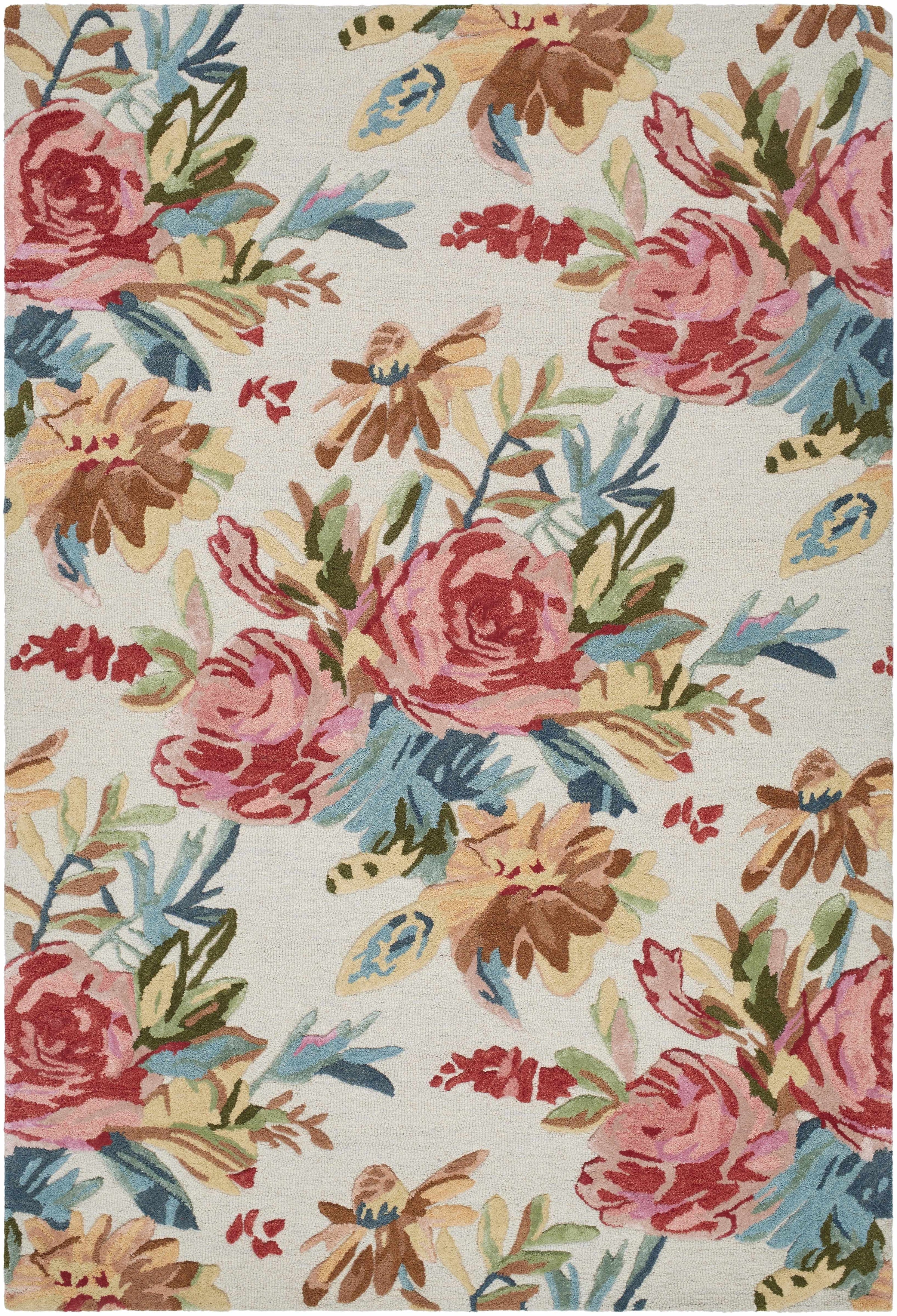 Cream Hand Tufted 60% Wool, 40% Viscose Cottage Rectangle Handmade rug, Indoor use only, no fringe, non-washable.