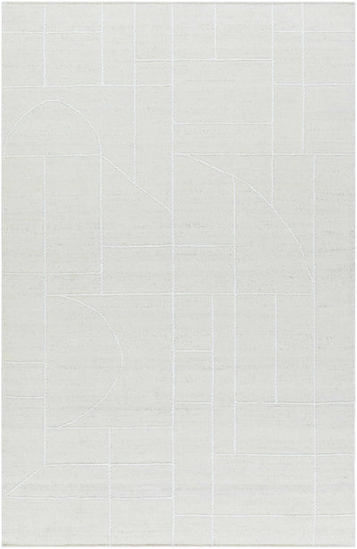 Ivory Hand Woven 100% Wool Modern Rectangle Handmade rug, Indoor use only, no fringe, non-washable.