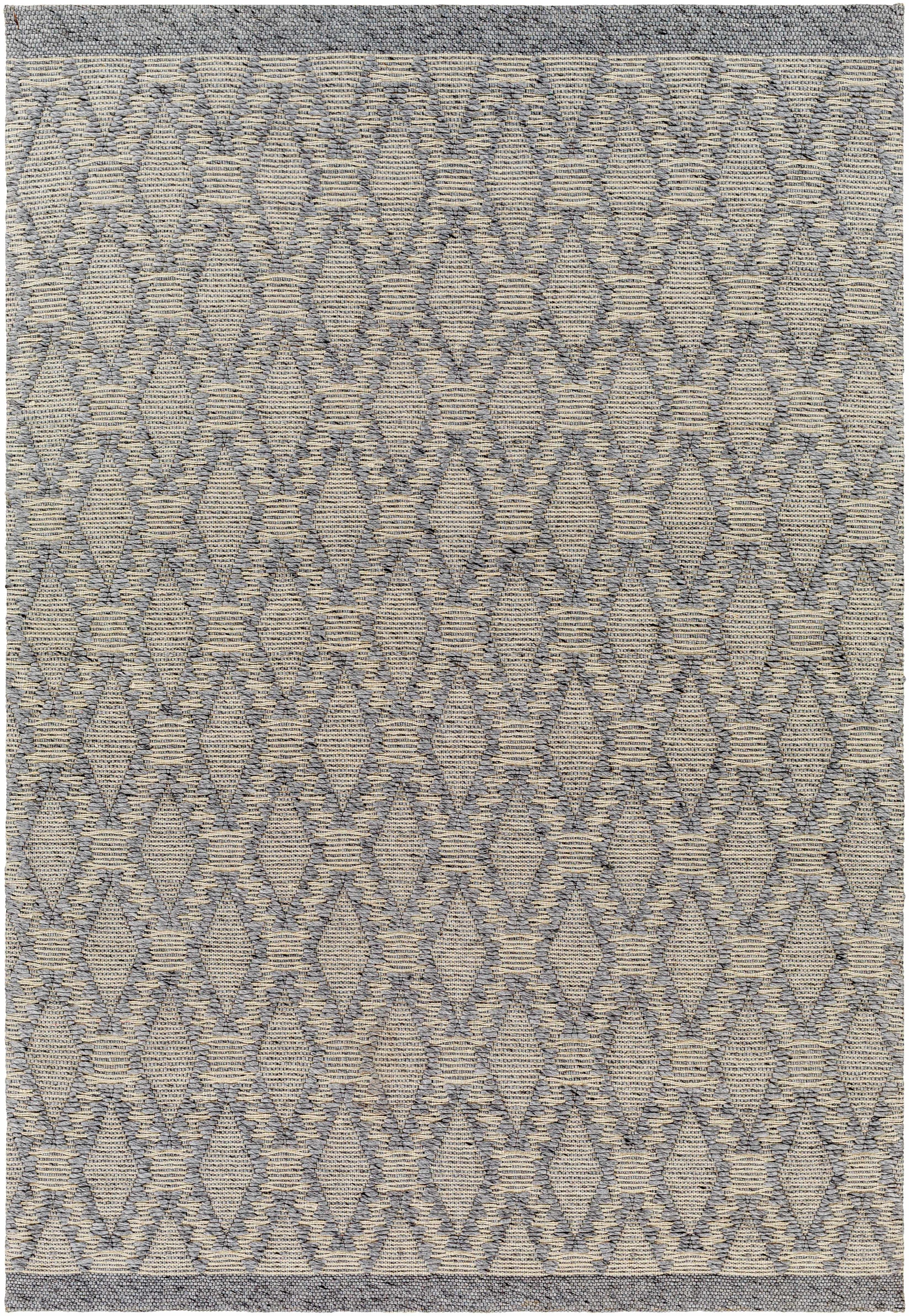 Gray Hand Woven 70% Recycled PET Yarn, 30% Wool Global Rectangle Handmade rug, Indoor use only, no fringe, non-washable. runner also available