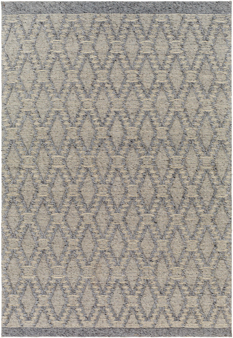 Gray Hand Woven 70% Recycled PET Yarn, 30% Wool Global Rectangle Handmade rug, Indoor use only, no fringe, non-washable. runner also available