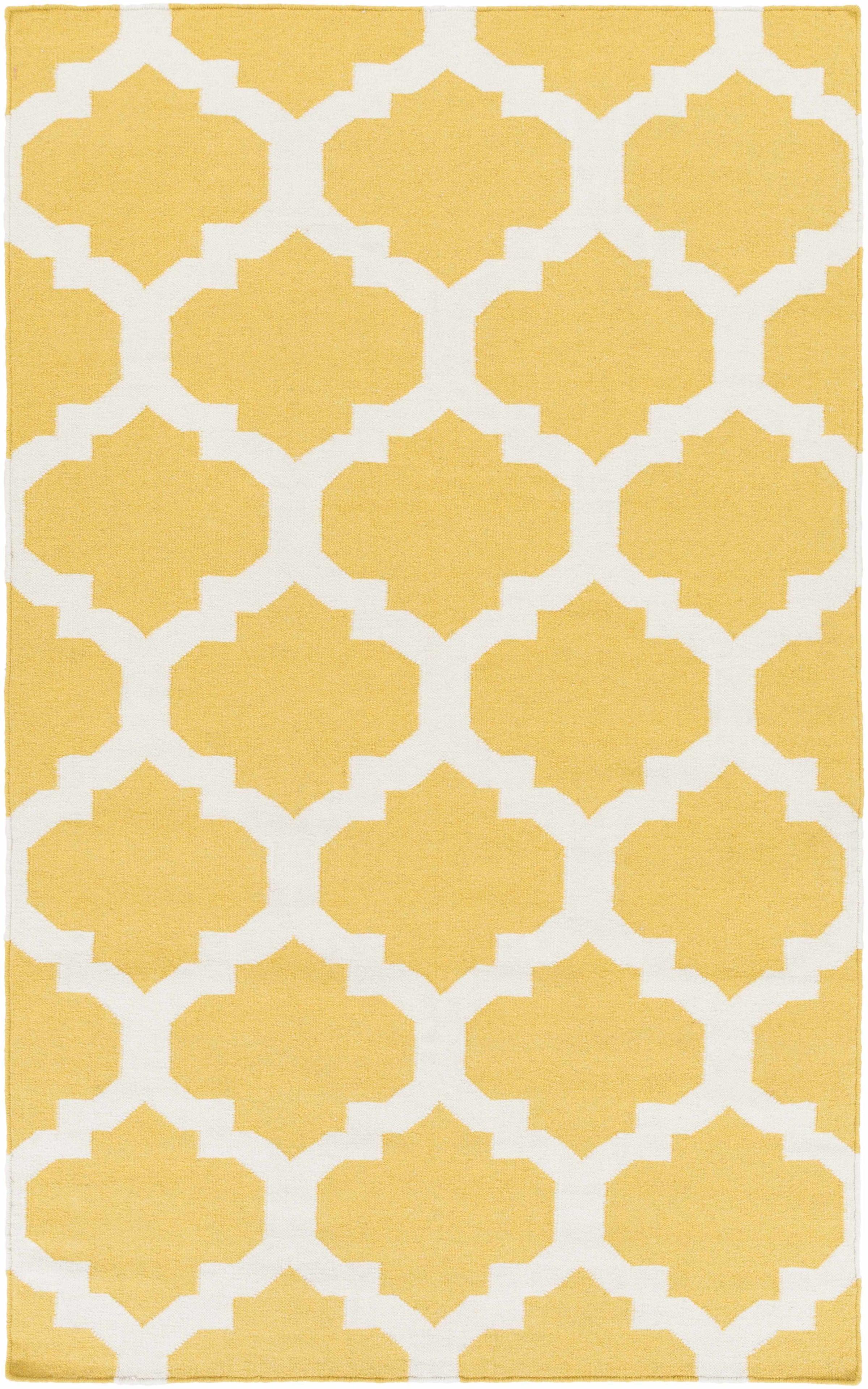 Mustard Hand Woven 100% Wool Modern Rectangle Handmade rug, Indoor use only, no fringe, non-washable.