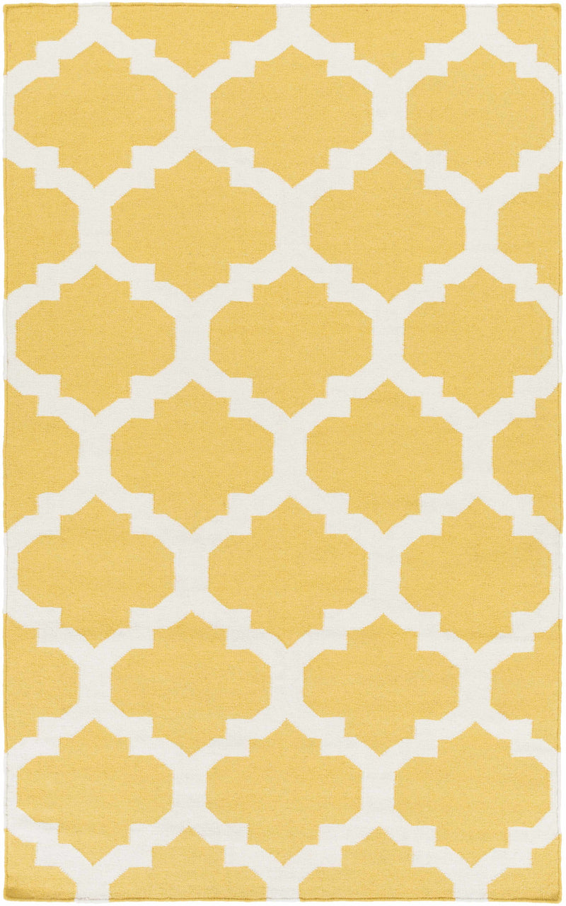 Mustard Hand Woven 100% Wool Modern Rectangle Handmade rug, Indoor use only, no fringe, non-washable.