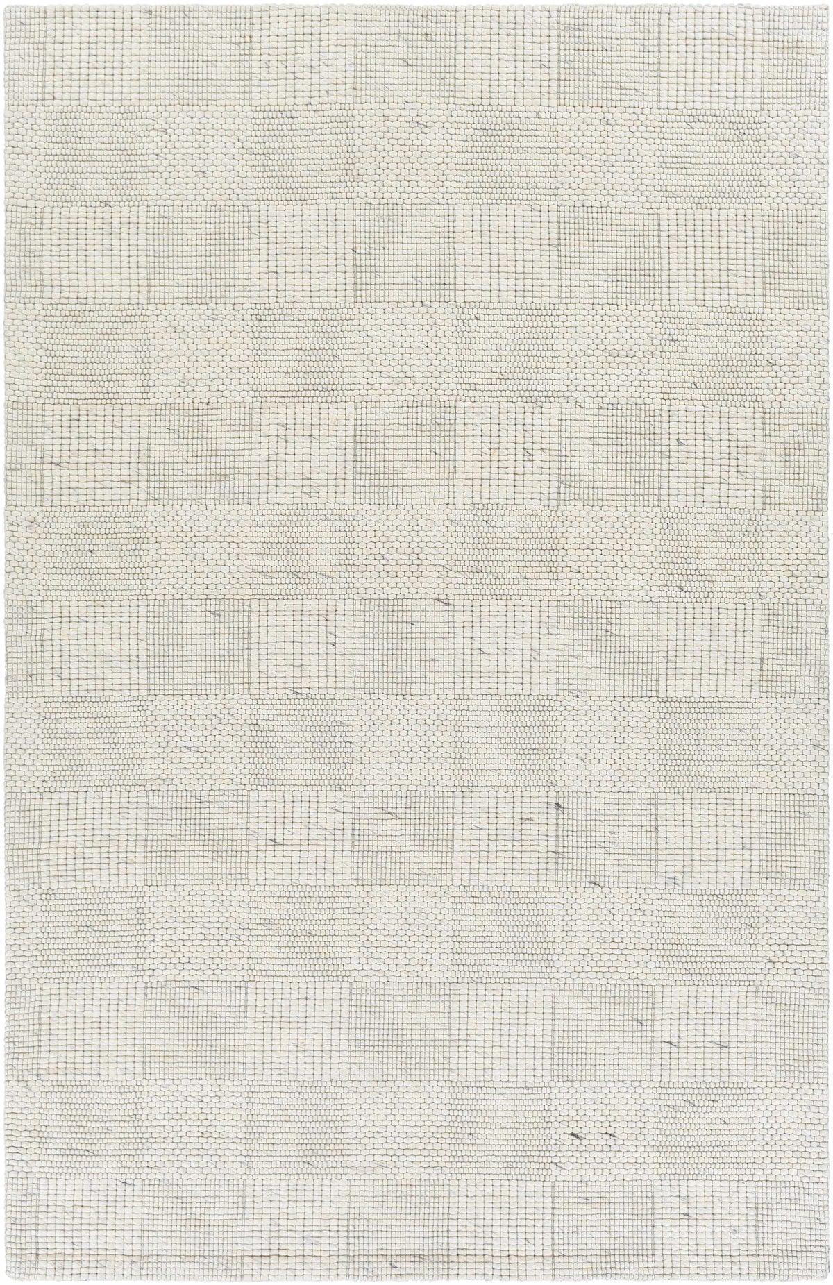 Ivory Hand Woven 100% Wool Modern Rectangle Handmade rug, Indoor use only, no fringe, non-washable.