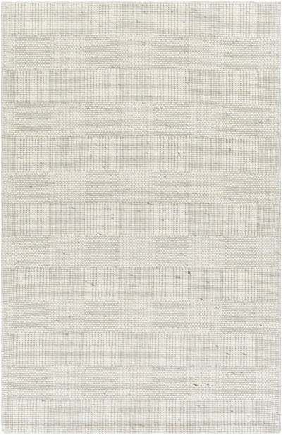 Ivory Hand Woven 100% Wool Modern Rectangle Handmade rug, Indoor use only, no fringe, non-washable.