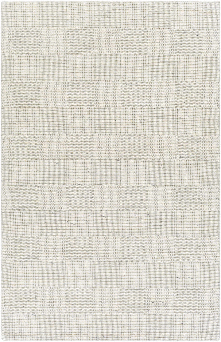 Ivory Hand Woven 100% Wool Modern Rectangle Handmade rug, Indoor use only, no fringe, non-washable.