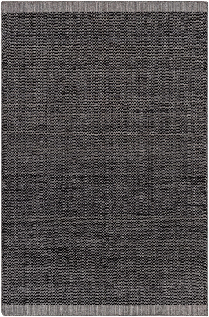 Black Hand Loomed 100% Recycled PET Yarn Cottage Rectangle Handmade rug, Indoor use only, no fringe, non-washable.