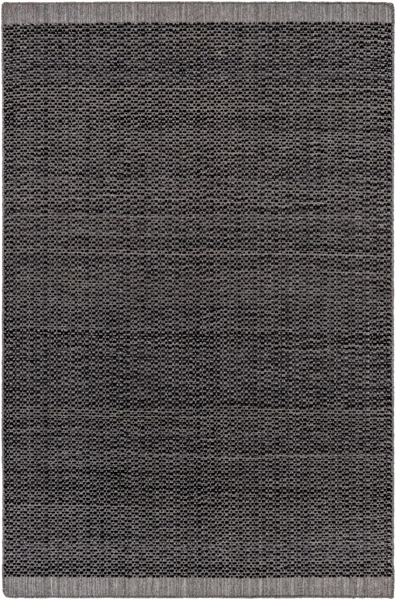 Black Hand Loomed 100% Recycled PET Yarn Cottage Rectangle Handmade rug, Indoor use only, no fringe, non-washable.