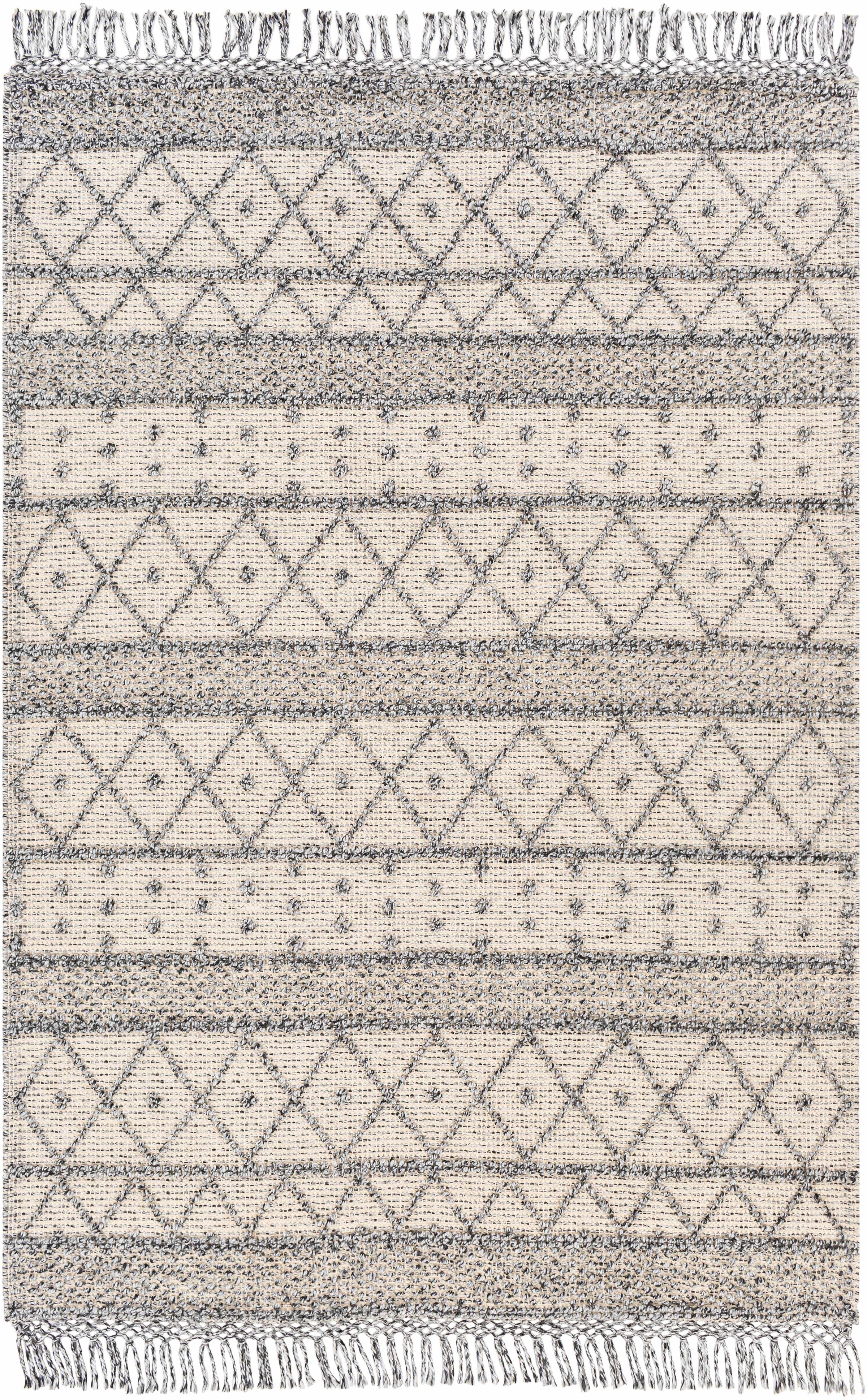 Slate Hand Woven 100% Recycled PET Yarn Global Rectangle Handmade rug, Indoor use only, has fringe, non-washable.
