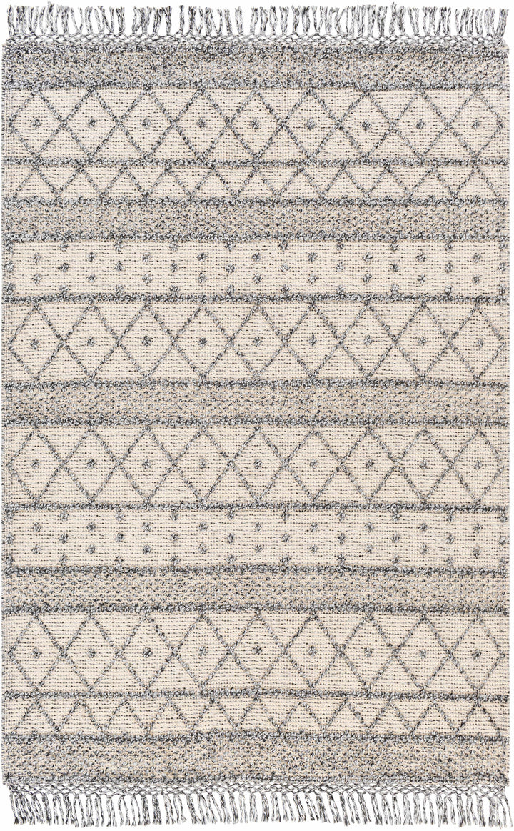 Slate Hand Woven 100% Recycled PET Yarn Global Rectangle Handmade rug, Indoor use only, has fringe, non-washable.