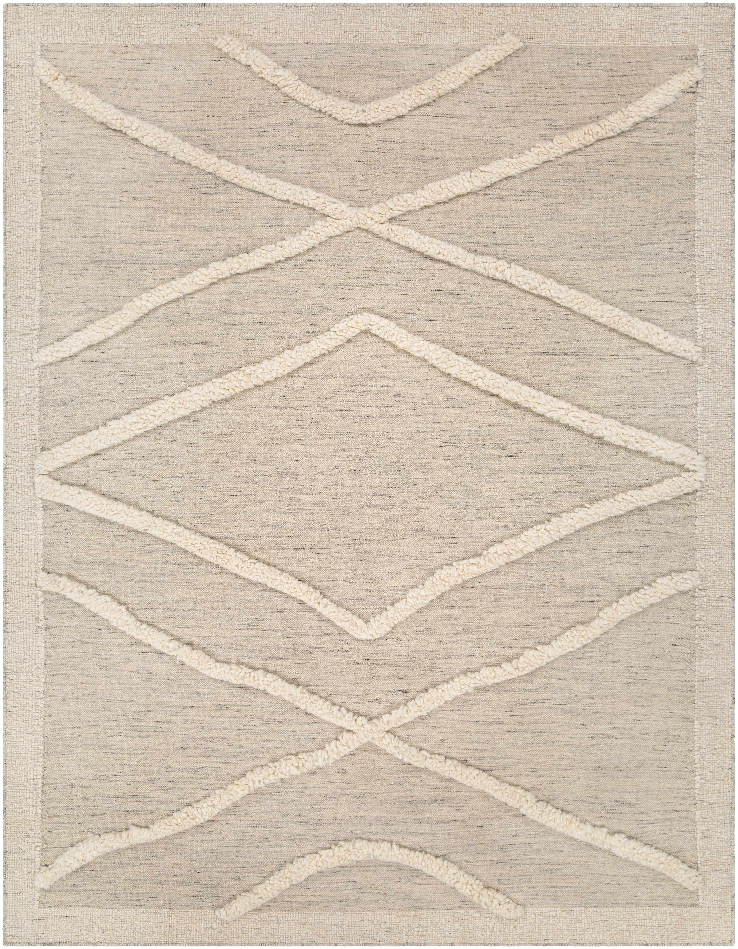 Beige Hand Knotted 100% Wool Global Rectangle Handmade rug, Indoor use only, no fringe, non-washable. runner also available