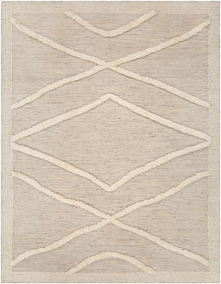Beige Hand Knotted 100% Wool Global Rectangle Handmade rug, Indoor use only, no fringe, non-washable. runner also available