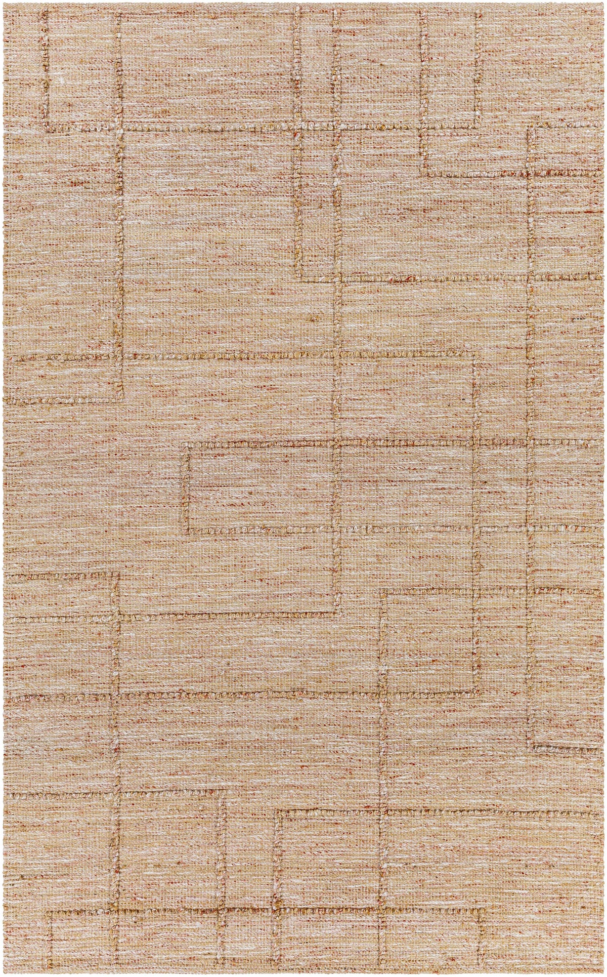 Tan Hand Woven 60% Jute, 40% Polyester Modern Rectangle Handmade rug, Indoor use only, no fringe, non-washable.