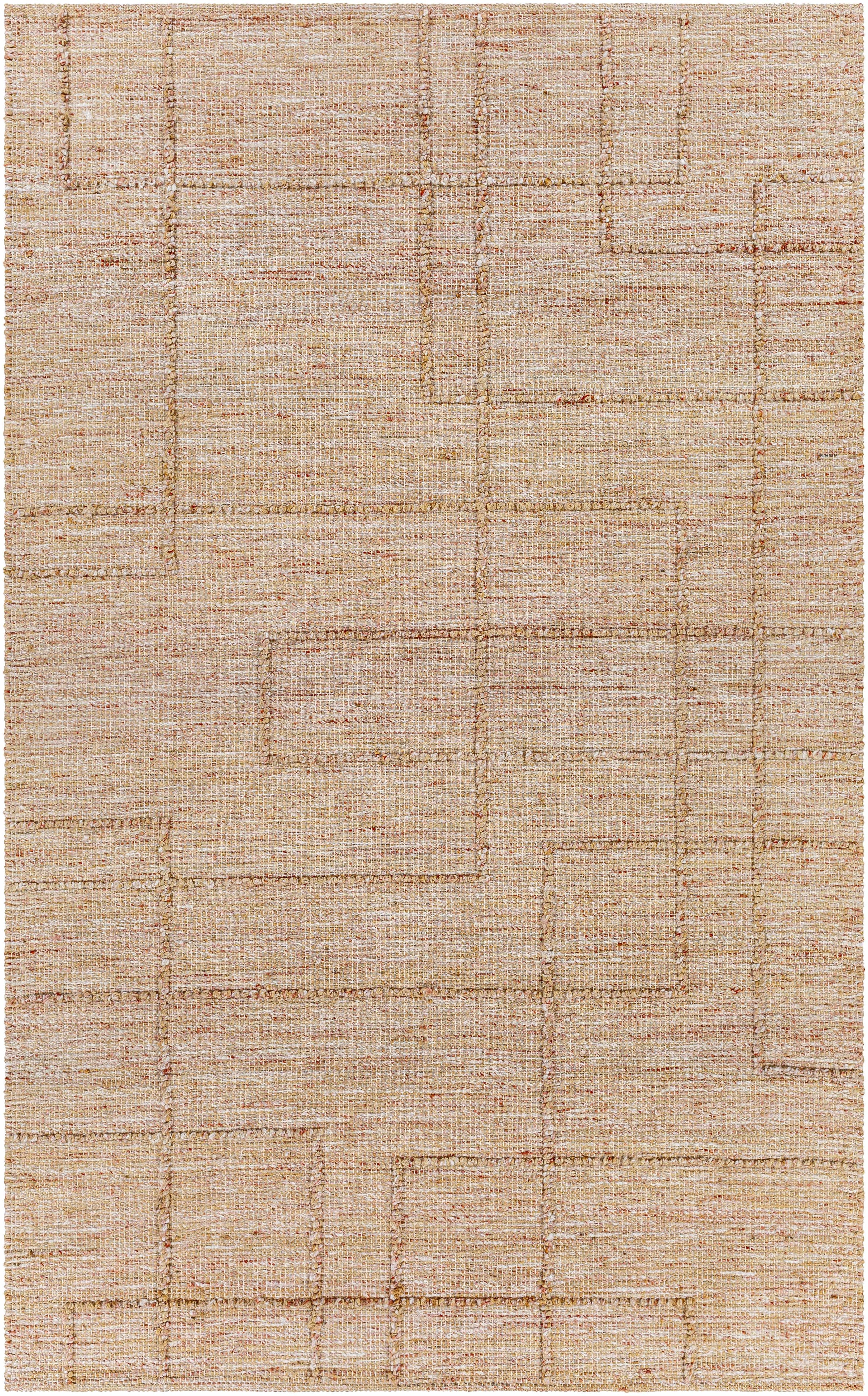 Tan Hand Woven 60% Jute, 40% Polyester Modern Rectangle Handmade rug, Indoor use only, no fringe, non-washable.