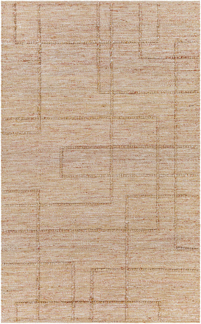 Tan Hand Woven 60% Jute, 40% Polyester Modern Rectangle Handmade rug, Indoor use only, no fringe, non-washable.