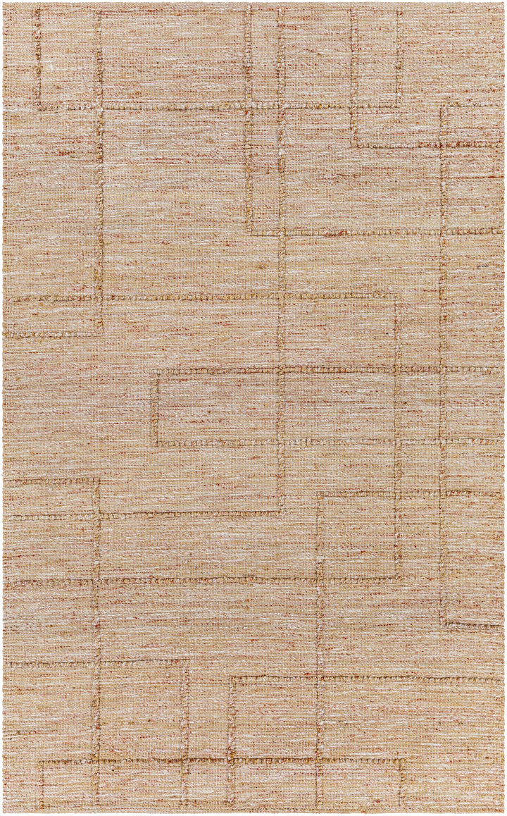 Tan Hand Woven 60% Jute, 40% Polyester Modern Rectangle Handmade rug, Indoor use only, no fringe, non-washable.