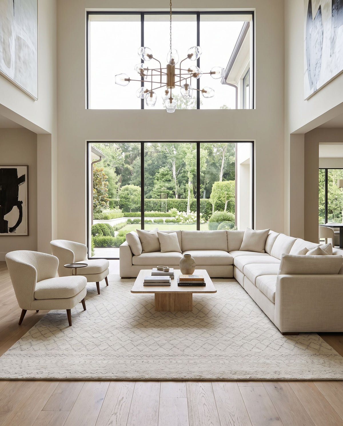 Zara ZAR-2306 Hand Knotted Rug styled in an elegant designer living room — hand knotted global area rug in light gray, gray and medium gray tones