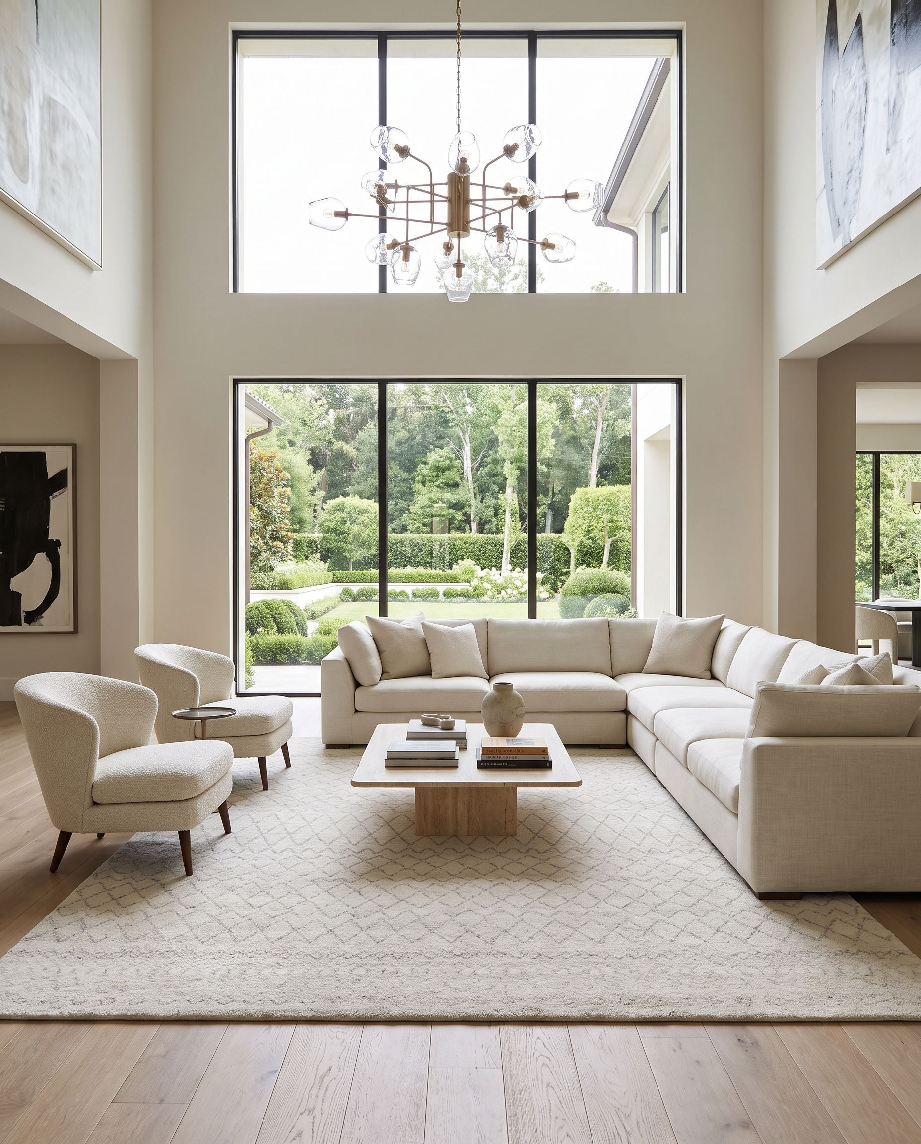 Zara ZAR-2306 Hand Knotted Rug styled in an elegant designer living room — hand knotted global area rug in light gray, gray and medium gray tones