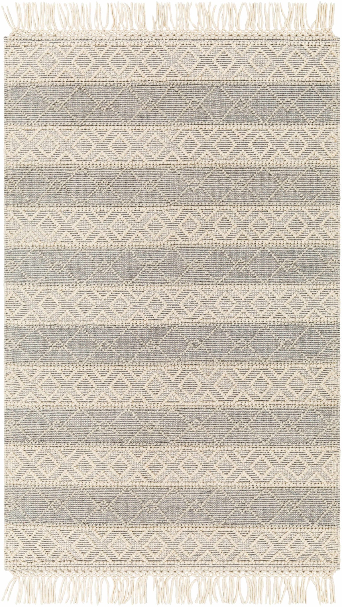 Ivory Hand Woven 60% Wool, 40% Polyester Cottage Rectangle Handmade rug, Indoor use only, has fringe, non-washable. round, runner also available