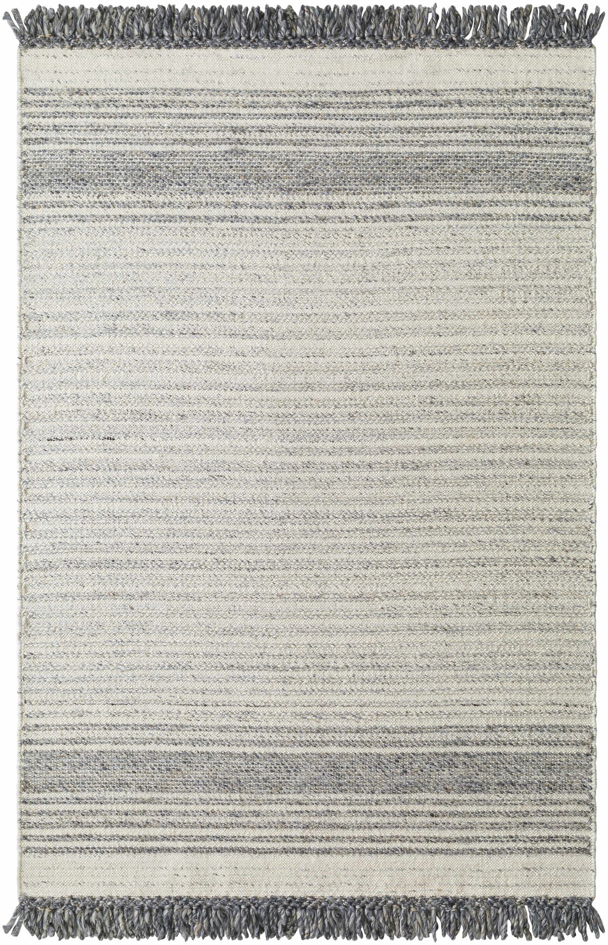 Ivory Hand Woven 100% Wool Cottage Rectangle Handmade rug, Indoor use only, has fringe, non-washable.