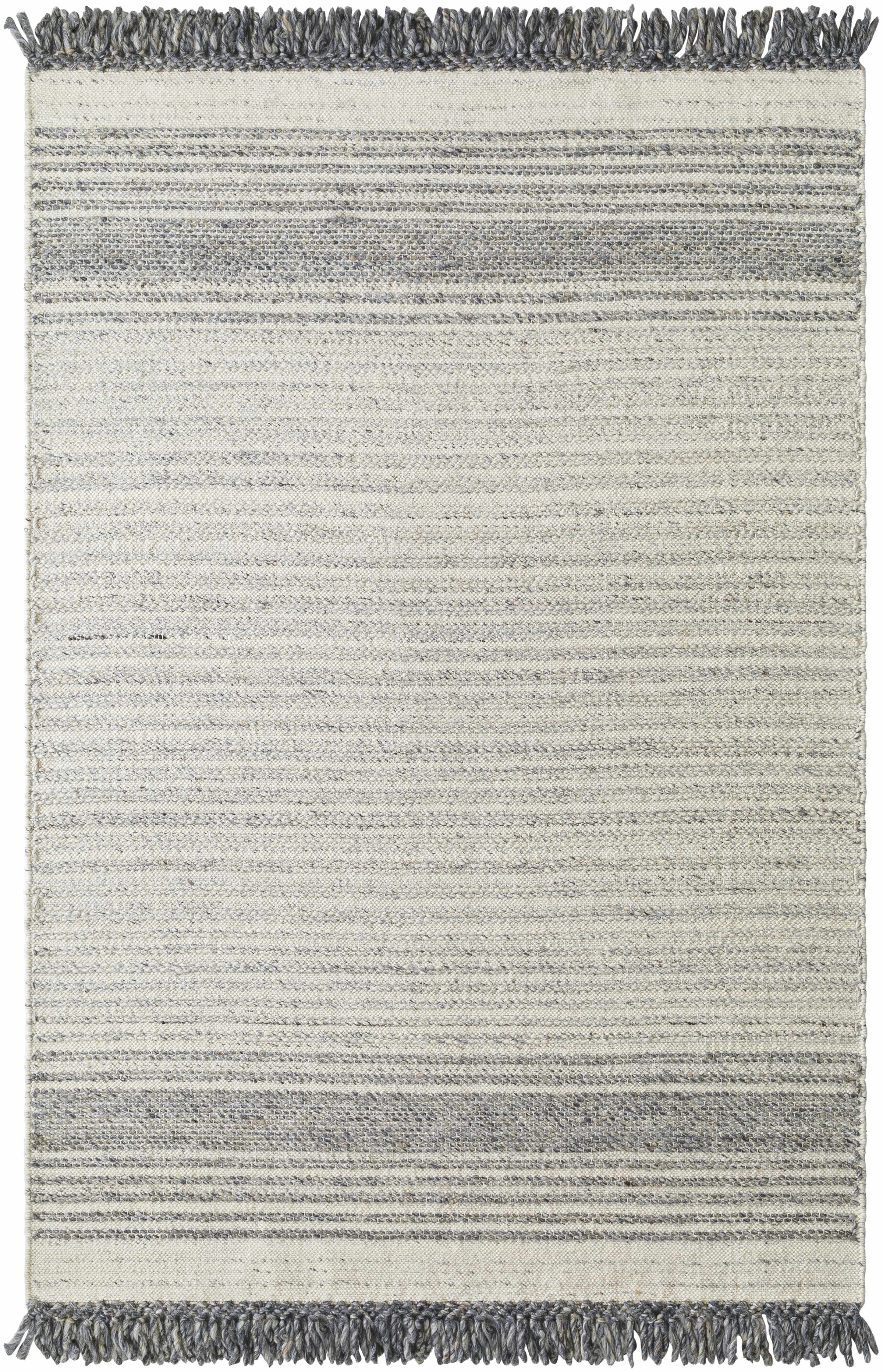 Ivory Hand Woven 100% Wool Cottage Rectangle Handmade rug, Indoor use only, has fringe, non-washable.