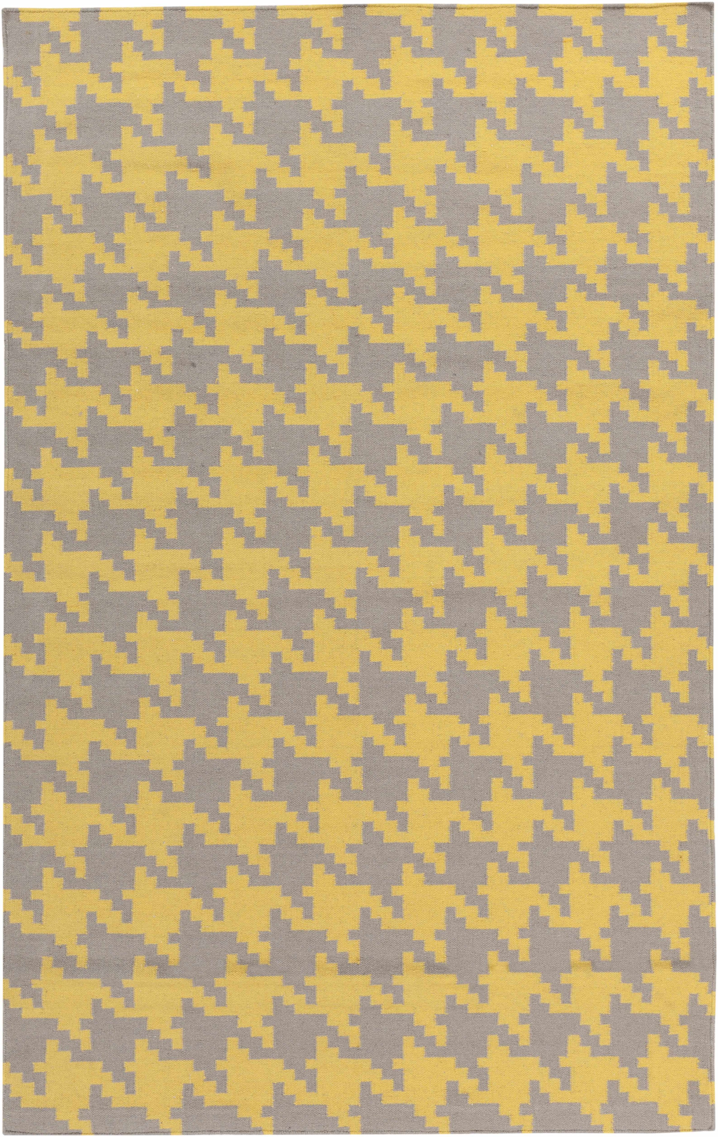 Mustard Hand Woven 100% Wool Modern Rectangle Handmade rug, Indoor use only, no fringe, non-washable.
