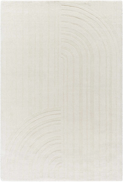 Ivory Hand Loomed 100% Wool Modern Rectangle Handmade rug, Indoor use only, no fringe, non-washable.