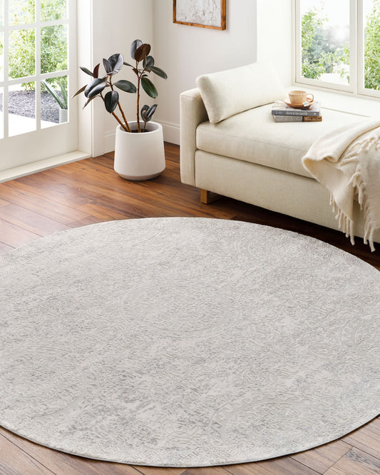 Aisha AIS-2307 6ft Round Machine Woven Area Rug