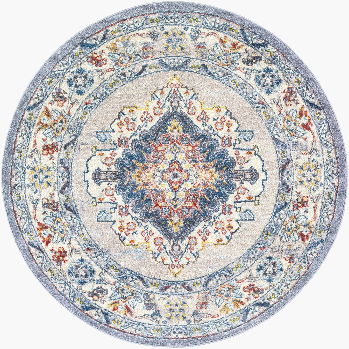 Ankara AKR-2300 5ft Round Machine Woven Area Rug