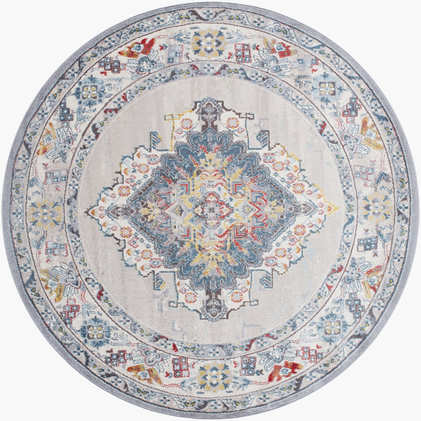 Ankara AKR-2300 8ft Round Machine Woven Area Rug