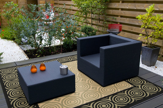 Alfombra redonda tejida a máquina Alfresco ALF-9509 de 1,5 m para interior y exterior