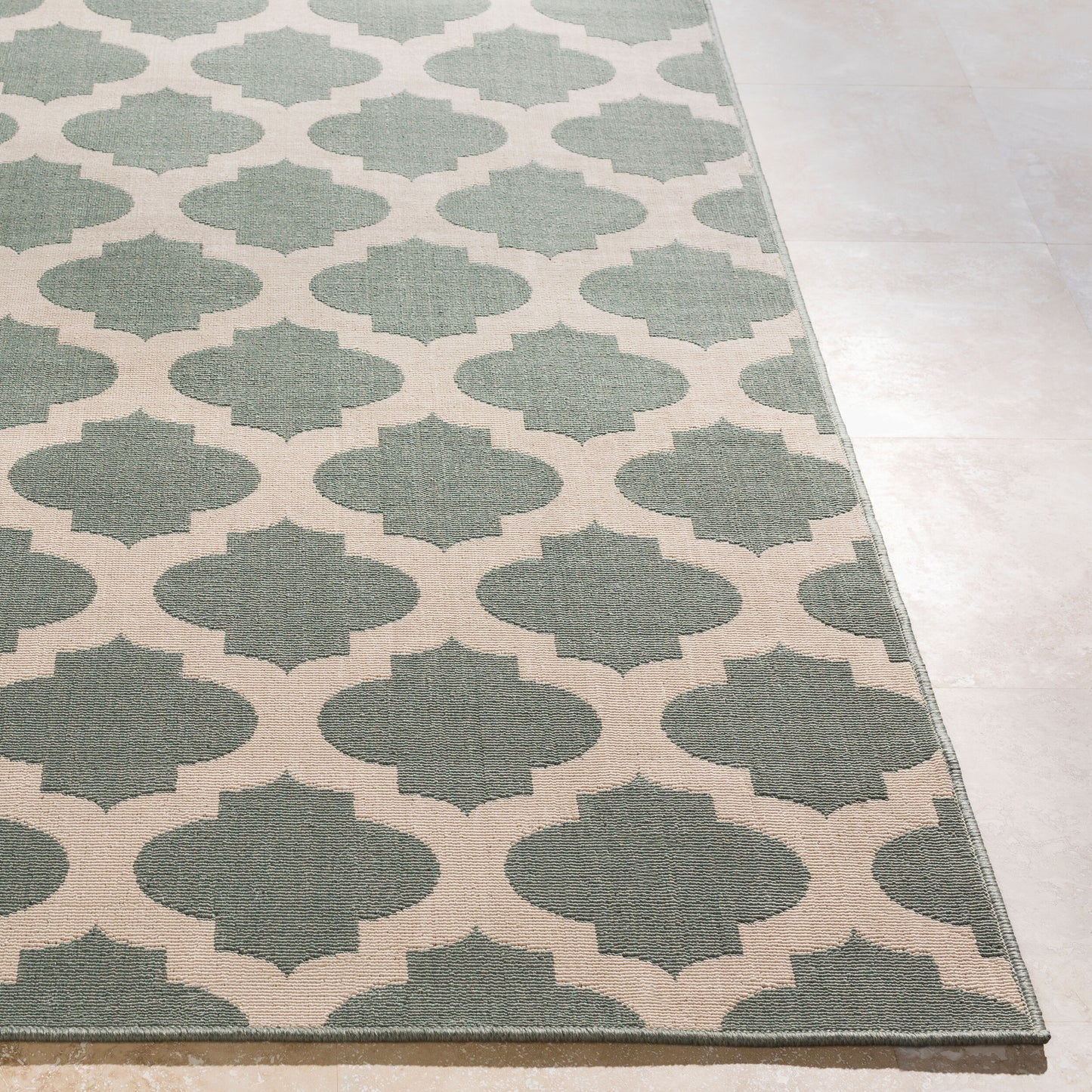 Alfombra decorativa tejida a máquina Alfresco ALF-9585 de 90 x 150 cm para interiores y exteriores