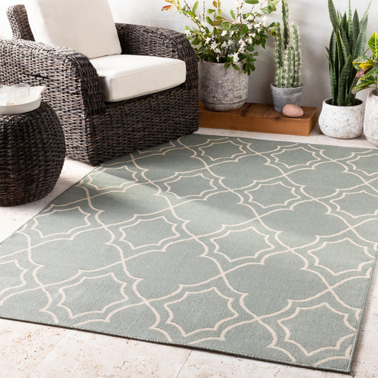 Alfombra decorativa tejida a máquina Alfresco ALF-9589 de 90 x 150 cm para interiores y exteriores