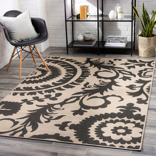 Alfombra decorativa tejida a máquina Alfresco ALF-9612 de 90 x 150 cm para interiores y exteriores