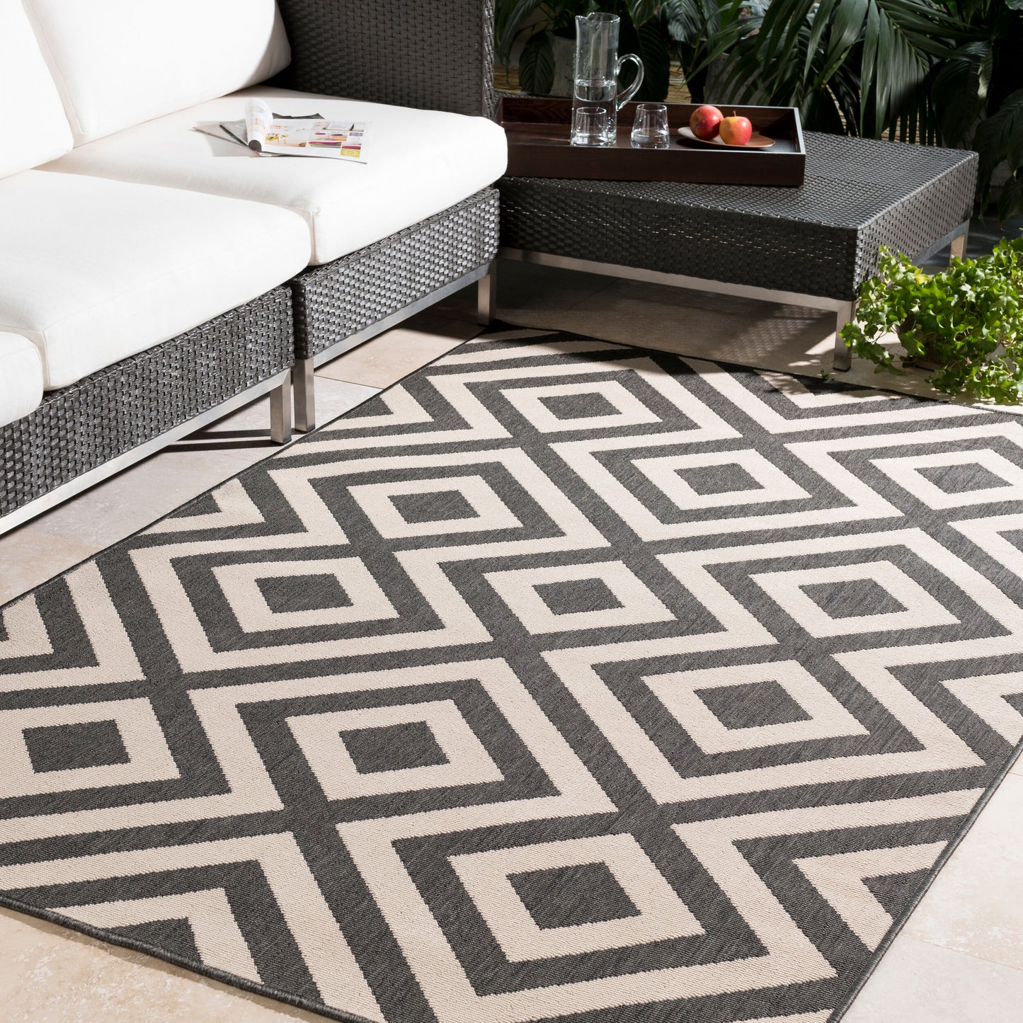 Alfresco ALF-9639 5' x 7' Machine Woven Indoor/Outdoor Area Rug