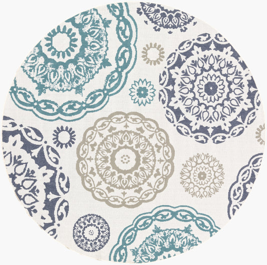 Alfresco ALF-9665 5ft Round Machine Woven Indoor/Outdoor Area Rug