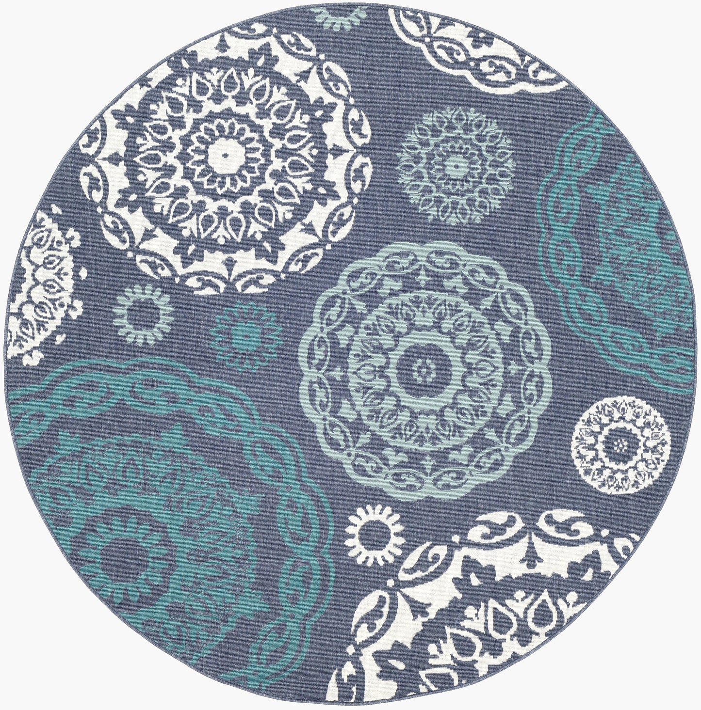Alfresco ALF-9666 7ft Round Machine Woven Indoor/Outdoor Area Rug