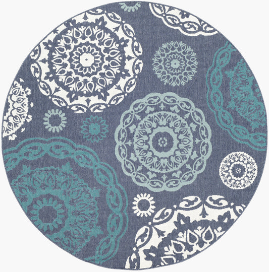 Alfresco ALF-9666 9ft Round Machine Woven Indoor/Outdoor Area Rug