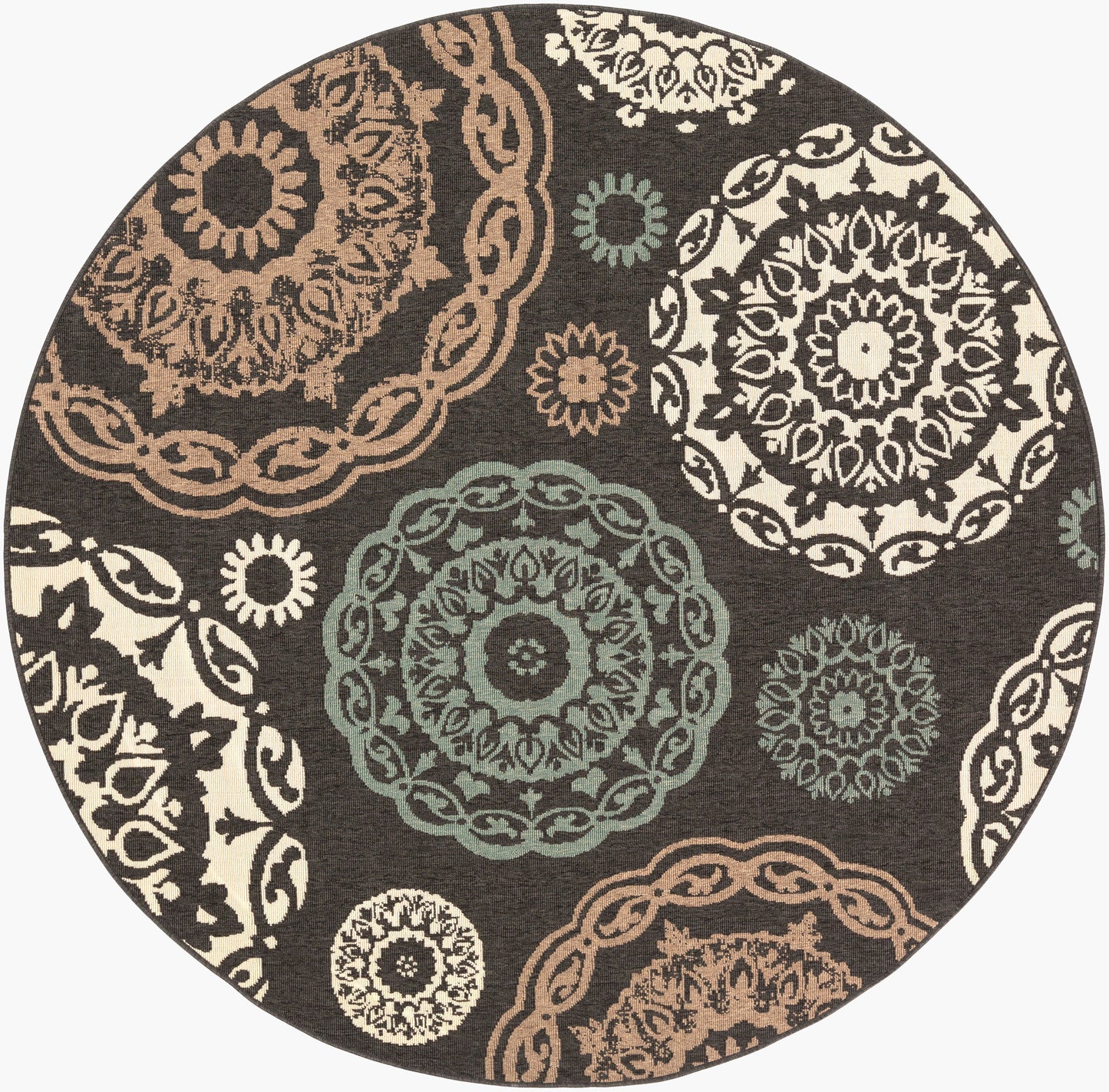 Alfresco ALF-9668 9ft Round Machine Woven Indoor/Outdoor Area Rug