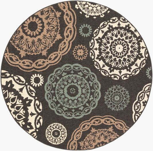 Alfresco ALF-9668 9ft Round Machine Woven Indoor/Outdoor Area Rug