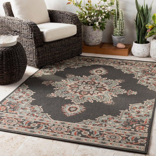 Alfresco ALF-9671 5ft Round Machine Woven Indoor/Outdoor Area Rug
